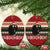 Chimpanzee Christmas Ceramic Ornament Chimpanzee Wearing Santa Hat - Red Green Snowflake - Wonder Print Shop