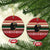 Chimpanzee Christmas Ceramic Ornament Chimpanzee Wearing Santa Hat - Red Green Snowflake - Wonder Print Shop