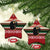 Chimpanzee Christmas Ceramic Ornament Chimpanzee Wearing Santa Hat - Red Green Snowflake - Wonder Print Shop