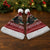 Chimpanzee Christmas Santa Hat Chimpanzee Wearing Santa Hat - Red Green Snowflake - Wonder Print Shop