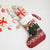 Chimpanzee Christmas Stocking Chimpanzee Wearing Santa Hat - Red Green Snowflake - Wonder Print Shop