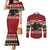 Chimpanzee Christmas Couples Matching Mermaid Dress and Long Sleeve Button Shirt Chimpanzee Wearing Santa Hat - Red Green Snowflake - Wonder Print Shop
