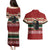 Chimpanzee Christmas Couples Matching Puletasi and Hawaiian Shirt Chimpanzee Wearing Santa Hat - Red Green Snowflake - Wonder Print Shop