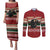 Chimpanzee Christmas Couples Matching Puletasi and Long Sleeve Button Shirt Chimpanzee Wearing Santa Hat - Red Green Snowflake - Wonder Print Shop