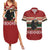 Chimpanzee Christmas Couples Matching Summer Maxi Dress and Hawaiian Shirt Chimpanzee Wearing Santa Hat - Red Green Snowflake - Wonder Print Shop