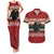 Chimpanzee Christmas Couples Matching Tank Maxi Dress and Hawaiian Shirt Chimpanzee Wearing Santa Hat - Red Green Snowflake - Wonder Print Shop