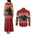 Chimpanzee Christmas Couples Matching Tank Maxi Dress and Long Sleeve Button Shirt Chimpanzee Wearing Santa Hat - Red Green Snowflake - Wonder Print Shop