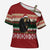 Chimpanzee Christmas Cross Shoulder Shirt Chimpanzee Wearing Santa Hat - Red Green Snowflake - Wonder Print Shop