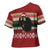 Chimpanzee Christmas Cross Shoulder Shirt Chimpanzee Wearing Santa Hat - Red Green Snowflake - Wonder Print Shop