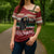 Chimpanzee Christmas Cross Shoulder Shirt Chimpanzee Wearing Santa Hat - Red Green Snowflake - Wonder Print Shop