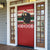 Chimpanzee Christmas Door Cover Chimpanzee Wearing Santa Hat - Red Green Snowflake - Wonder Print Shop