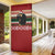 Chimpanzee Christmas Door Cover Chimpanzee Wearing Santa Hat - Red Green Snowflake - Wonder Print Shop