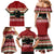 Chimpanzee Christmas Family Matching Mermaid Dress and Hawaiian Shirt Chimpanzee Wearing Santa Hat - Red Green Snowflake - Wonder Print Shop