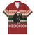 Chimpanzee Christmas Family Matching Mermaid Dress and Hawaiian Shirt Chimpanzee Wearing Santa Hat - Red Green Snowflake - Wonder Print Shop