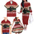 Chimpanzee Christmas Family Matching Off The Shoulder Long Sleeve Dress and Hawaiian Shirt Chimpanzee Wearing Santa Hat - Red Green Snowflake - Wonder Print Shop