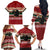 Chimpanzee Christmas Family Matching Off The Shoulder Long Sleeve Dress and Hawaiian Shirt Chimpanzee Wearing Santa Hat - Red Green Snowflake - Wonder Print Shop