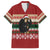 Chimpanzee Christmas Family Matching Off The Shoulder Long Sleeve Dress and Hawaiian Shirt Chimpanzee Wearing Santa Hat - Red Green Snowflake - Wonder Print Shop