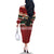 Chimpanzee Christmas Family Matching Off The Shoulder Long Sleeve Dress and Hawaiian Shirt Chimpanzee Wearing Santa Hat - Red Green Snowflake - Wonder Print Shop