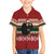 Chimpanzee Christmas Family Matching Off The Shoulder Long Sleeve Dress and Hawaiian Shirt Chimpanzee Wearing Santa Hat - Red Green Snowflake - Wonder Print Shop