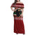 Chimpanzee Christmas Family Matching Off Shoulder Maxi Dress and Hawaiian Shirt Chimpanzee Wearing Santa Hat - Red Green Snowflake - Wonder Print Shop