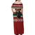 Chimpanzee Christmas Family Matching Off Shoulder Maxi Dress and Hawaiian Shirt Chimpanzee Wearing Santa Hat - Red Green Snowflake - Wonder Print Shop