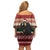 Chimpanzee Christmas Family Matching Off Shoulder Short Dress and Hawaiian Shirt Chimpanzee Wearing Santa Hat - Red Green Snowflake - Wonder Print Shop
