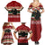 Chimpanzee Christmas Family Matching Summer Maxi Dress and Hawaiian Shirt Chimpanzee Wearing Santa Hat - Red Green Snowflake - Wonder Print Shop
