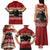 Chimpanzee Christmas Family Matching Tank Maxi Dress and Hawaiian Shirt Chimpanzee Wearing Santa Hat - Red Green Snowflake - Wonder Print Shop
