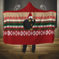 Chimpanzee Christmas Hooded Blanket Chimpanzee Wearing Santa Hat - Red Green Snowflake - Wonder Print Shop