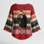 Chimpanzee Christmas Kimono Sleeve Blouse Chimpanzee Wearing Santa Hat - Red Green Snowflake - Wonder Print Shop
