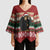 Chimpanzee Christmas Kimono Sleeve Blouse Chimpanzee Wearing Santa Hat - Red Green Snowflake - Wonder Print Shop
