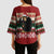 Chimpanzee Christmas Kimono Sleeve Blouse Chimpanzee Wearing Santa Hat - Red Green Snowflake - Wonder Print Shop