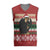 Chimpanzee Christmas Knitted V-Neck Vest Chimpanzee Wearing Santa Hat - Red Green Snowflake - Wonder Print Shop