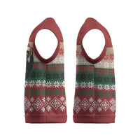 Chimpanzee Christmas Knitted V-Neck Vest Chimpanzee Wearing Santa Hat - Red Green Snowflake - Wonder Print Shop