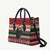 Chimpanzee Christmas Leather Bag Chimpanzee Wearing Santa Hat - Red Green Snowflake - Wonder Print Shop