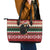 Chimpanzee Christmas Leather Tote Bag Chimpanzee Wearing Santa Hat - Red Green Snowflake - Wonder Print Shop