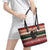 Chimpanzee Christmas Leather Tote Bag Chimpanzee Wearing Santa Hat - Red Green Snowflake - Wonder Print Shop