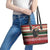 Chimpanzee Christmas Leather Tote Bag Chimpanzee Wearing Santa Hat - Red Green Snowflake - Wonder Print Shop