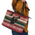 Chimpanzee Christmas Leather Tote Bag Chimpanzee Wearing Santa Hat - Red Green Snowflake - Wonder Print Shop