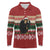 Chimpanzee Christmas Long Sleeve Polo Shirt Chimpanzee Wearing Santa Hat - Red Green Snowflake - Wonder Print Shop