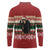 Chimpanzee Christmas Long Sleeve Polo Shirt Chimpanzee Wearing Santa Hat - Red Green Snowflake - Wonder Print Shop