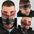 Chimpanzee Christmas Neck Gaiter Chimpanzee Wearing Santa Hat - Red Green Snowflake - Wonder Print Shop