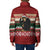 Chimpanzee Christmas Padded Jacket Chimpanzee Wearing Santa Hat - Red Green Snowflake - Wonder Print Shop
