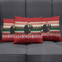 Chimpanzee Christmas Pillow Cover Chimpanzee Wearing Santa Hat - Red Green Snowflake - Wonder Print Shop