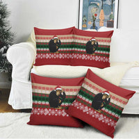 Chimpanzee Christmas Pillow Cover Chimpanzee Wearing Santa Hat - Red Green Snowflake - Wonder Print Shop