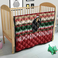 Chimpanzee Christmas Quilt Chimpanzee Wearing Santa Hat - Red Green Snowflake - Wonder Print Shop