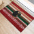 Chimpanzee Christmas Rubber Doormat Chimpanzee Wearing Santa Hat - Red Green Snowflake - Wonder Print Shop