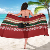Chimpanzee Christmas Sarong Chimpanzee Wearing Santa Hat - Red Green Snowflake - Wonder Print Shop