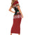 Chimpanzee Christmas Short Sleeve Bodycon Dress Chimpanzee Wearing Santa Hat - Red Green Snowflake - Wonder Print Shop