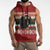 Chimpanzee Christmas Sleeveless Hoodie Chimpanzee Wearing Santa Hat - Red Green Snowflake - Wonder Print Shop